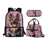 Guosanchn 3Pcs Kids School Bag Backpack Elementary Middle High School Book Bag Set for Boys Girls, German Shepherd Dog, One Size, Rucksack Backpacks