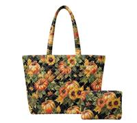 Guosanchn Quilted Tote Bag 2 Piece, Holiday Travel Bag | Xmas quilted tote set with matching mini pouch, zipper closure festive bag for shopping, gifts, travel and everyday use