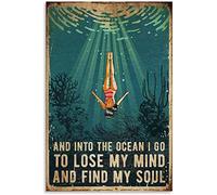 GUOTING Vintage Poster Swimming And Into The Ocean I Go To Lose My Mind Canvas Art Poster Picture Modern Office Family Bedroom Decorative Posters Gift Wall Decor Painting Poster 24x36inch(60x90cm)