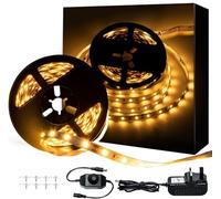 GUOTONG 6M Warm White LED Strip Light, SMD 2835 Bright 300 LEDs 12V LED Strip Light for DIY Bedroom Kitchen Cabinet Under TV and More