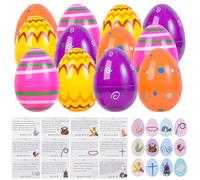Guotwozi 12 Pcs Resurrection Easter Story Eggs Easter Basket Stuffers Fillers with Matching Religious Easter Story Cards Christian Empty Eggs for Easter Decorations Home Party School Activity Decor