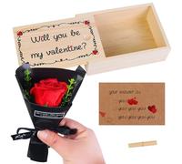 Guotwozi Will You Be My Valentine Card Matchbox Handmade Cute Love Card with Mini Rose Surprise Gift for Valentine's Day, Anniversary for Her, Him, Wife, Husband, Girlfriend, Boyfriend