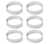 Guowall 6 Pack Stainless Steel Round Tart Ring 3.15 inch Metal Perforated Cake Mold Pastry Molud for Circle Tartlet French Dessert Small Fruit Tarte Crust