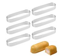 Guowall 6 pack Tart Ring 5 inch Perforated Stainless Steel Oval Pastry Mould Non Stick Metal Tarte Cake Mold for Baking