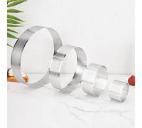 Guowall Perforated Tart Ring Set, Muffin Rings Cake Mould Stainless Steel Pastry Rings for Baking Crumpets Desserts (6/10/15/20cm Round Rings, Height: 4 cm, 4 Pieces)