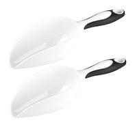 Guowall Utility Ice Scoop, Made of Plastic with Soft Rubber Grip Handle, Multi Purpose for Ice, Flour, Rice, Popcorn, Pet Food-2pcs White