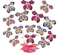 guowanpp 15 Pieces Magic Flying Butterfly, Clockwork Butterfly Card for Birthday present, Colorful Rubber Band Powered Butterfly, Flying Spinner, Magic Mixie，Gift for Birthday, Wedding
