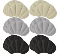 guowanpp 6 Pairs Heel Cushion Pads Inserts - Heel Protectors, Grips, and Pads - Prevent Grind Feet - Insoles for Shoes Too Big - Women and Men (Black/Gray/Beige)
