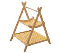 GUOXIAD Solid Wood Cat Hammock, Small Pet Elevated Bed, Double-Deck Pet Rocking Chair
