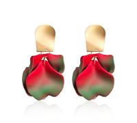 GUOXIAOMEI Chic Elegant Boho Red Rose Petal Dangle Resin Acrylic Tiered Matte Flower Earrings Statement Exaggerated Floral Tassel Earrings for Women, L, Acrylic, No Gemstone