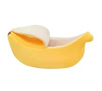GUOXIAR Banana Shaped Pet Bed, Banana Bed for Dogs, Cute Soft Semi-Enclosed Sleeping Bag for Dog Cat, Washable Winter Warm Deep Sleep Pet Kennel(Yellow,XL)