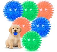 Guoxintech 6-Pack Squeaky Dog Balls - Spiky Rubber Chew Toys for Aggressive Chewers, Indestructible Puppy Teething Toys for Small Medium Dogs, High Bounce Training Ball for Clean Teeth and Stimulation