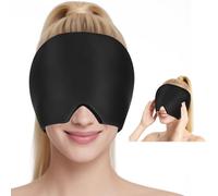 Guoxintech Migraine Relief Cap, Reusable Hot Cold Therapy Head Wrap for Headache Relief, 360° Gel Ice Pack Mask for Chronic Migraine, Tension Headache, Sinus Stress, Puffy Eyes (Black)