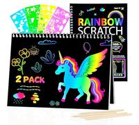 Guoxintech Scratch Art for Kids, Magic Rainbow Scratch Off Notebook, Arts and Crafts for Kids Ages 3-12, Birthday Gifts for3 4 5 6 7 Year Old Boys and Girls, DIY Crafts Kit (2 Pack)