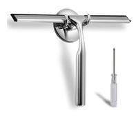 Guoxintech Shower Squeegee, Stainless Steel Window Squeegee, 10 Inch Shower Screen Wiper Cleaner with Strong Suction Hook for Bathroom, Kitchen, Mirror, Car, Window, Glass Door and Windshield Cleaning
