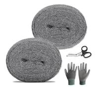 Guoxintech Steel Wire Wool Mice, 0000 Steel Coarse Wire Wool Gaps Blocker with Work Gloves and Scissors, Wire Rodent Control DIY Fill Holes Fabric Kit (2 Pack x 3m)