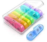 Guoxintech Weekly Pill Organiser, 7 Day Pill Box 3 Times a Day with Large Separate Compartments and Privacy Protection, XL Portable Tablet Organiser for Medication, Vitamins and Fish Oil Supplements