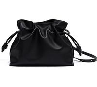 GUOXU Bucket Women's bags Genuine Leather Shoulder Hobo Bag Drawstring Storage Leather Crossbody Bag for Women(Black)