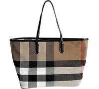 GUOXU Canvas Bag Large Capacity Plaid Women Casual Shoulder Bag Handbag For Outdoors Holiday Shopping Weekender Travel(Black)