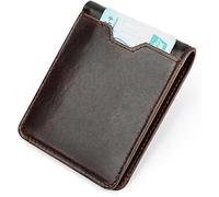 GUOXU Card Slot Credit Card Holder Men's Wallet Small Wallet Vintage leather anti-degaussing cowhide wallet(Dark brown)