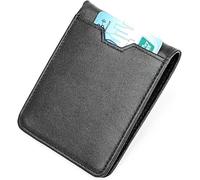 GUOXU Card Slot Credit Card Holder Men's Wallet Small Wallet Vintage leather anti-degaussing cowhide wallet(Black)
