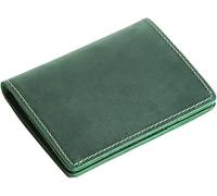 GUOXU Card Slots Credit Card Holder Men's Short Wallet Leather Card Holder Ultra-thin Leather Wallet Student Wallet Unisex(Green)