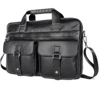 GUOXU Computer Handbag Retro Crossbody Shoulder Bag Men's Briefcase Business Bag(Black)