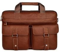 GUOXU Computer Handbag Retro Crossbody Shoulder Bag Men's Briefcase Business Bag(Brown)