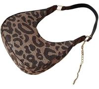 GUOXU Contrast Color Vintage Chessboard Underarm Bag Crescent Bag Portable Shoulder Bag for Women(Leopard)