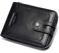 GUOXU Creative design Leather wallet Retro men's leather wallet Fashion men's wallet storage bag Coin wallet card bag storage bag wallet(Black)