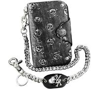 GUOXU Creative Leather Chain Wallet for Men Teen Skull leather wallet with key chain for men