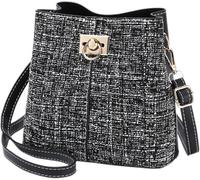 GUOXU Cross Body Purse for Woman Trendy Crossbody Bucket Bags(Black)