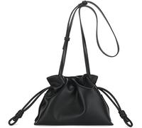 GUOXU Crossbody bag Genuine Leather Shoulder Dumpling Bag with Drawstring Closure and Shoulder Strap for Women(Black)
