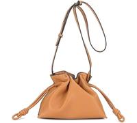 GUOXU Crossbody bag Genuine Leather Shoulder Dumpling Bag with Drawstring Closure and Shoulder Strap for Women(Brown)