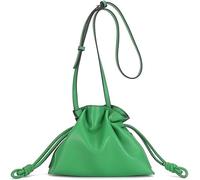 GUOXU Crossbody bag Genuine Leather Shoulder Dumpling Bag with Drawstring Closure and Shoulder Strap for Women(Green)