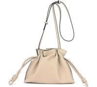 GUOXU Crossbody bag Genuine Leather Shoulder Dumpling Bag with Drawstring Closure and Shoulder Strap for Women(Apricot)