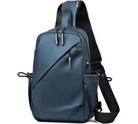 GUOXU Crossbody Bag Men's Large Capacity 1 Shoulder Bag Is Not Easy Water Multi-functional Chest Bag(Blue)