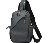 GUOXU Crossbody Bag Men's Large Capacity 1 Shoulder Bag Is Not Easy Water Multi-functional Chest Bag(Grey)