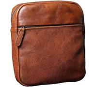 GUOXU Crossbody Bag Vintage Handmade Rubbed Colour Shoulder Bag Leather Men's Bag Casual