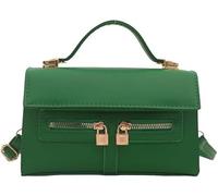 GUOXU Double Pull Lock Single Shoulder Crossbody Small Square Handbag(Green)
