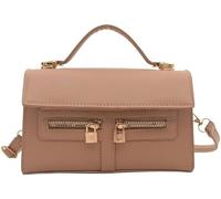 GUOXU Double Pull Lock Single Shoulder Crossbody Small Square Handbag(Khaki)