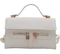GUOXU Double Pull Lock Single Shoulder Crossbody Small Square Handbag(White)