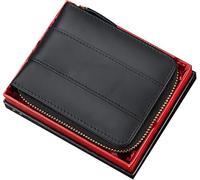 GUOXU Fashion short wallet, men's wallet gift box, driver's license multi-function card slot wallet(Black,with Box)