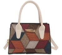 GUOXU Fashionable single-shoulder color-blocking women's single-shoulder handbag(White)