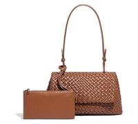 GUOXU Fashionable woven commuter women's bag, crossbody bag, single-shoulder woven retro crossbody women's bag(Browns)