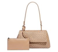 GUOXU Fashionable woven commuter women's bag, crossbody bag, single-shoulder woven retro crossbody women's bag(Apricot)