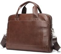 GUOXU Handbag Business Bag Top Layer Cowhide Briefcase Laptop Bag(Coffee-colored)