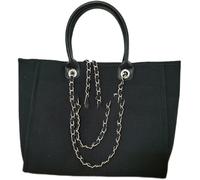 GUOXU Handbags for women Canvas Bag White Handbag Simple Capacity Bag Shoper bag(Black)