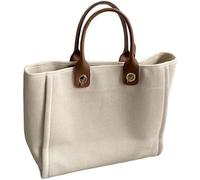 GUOXU Handbags for women Canvas Bag White Handbag Simple Capacity Bag Shoper bag(White)