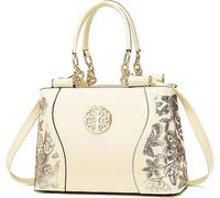 GUOXU Handbags for women Capacity Women Handbag Party Business Messenger Bags Black Evening Bag Ladies Shoulder Bag(Beige)